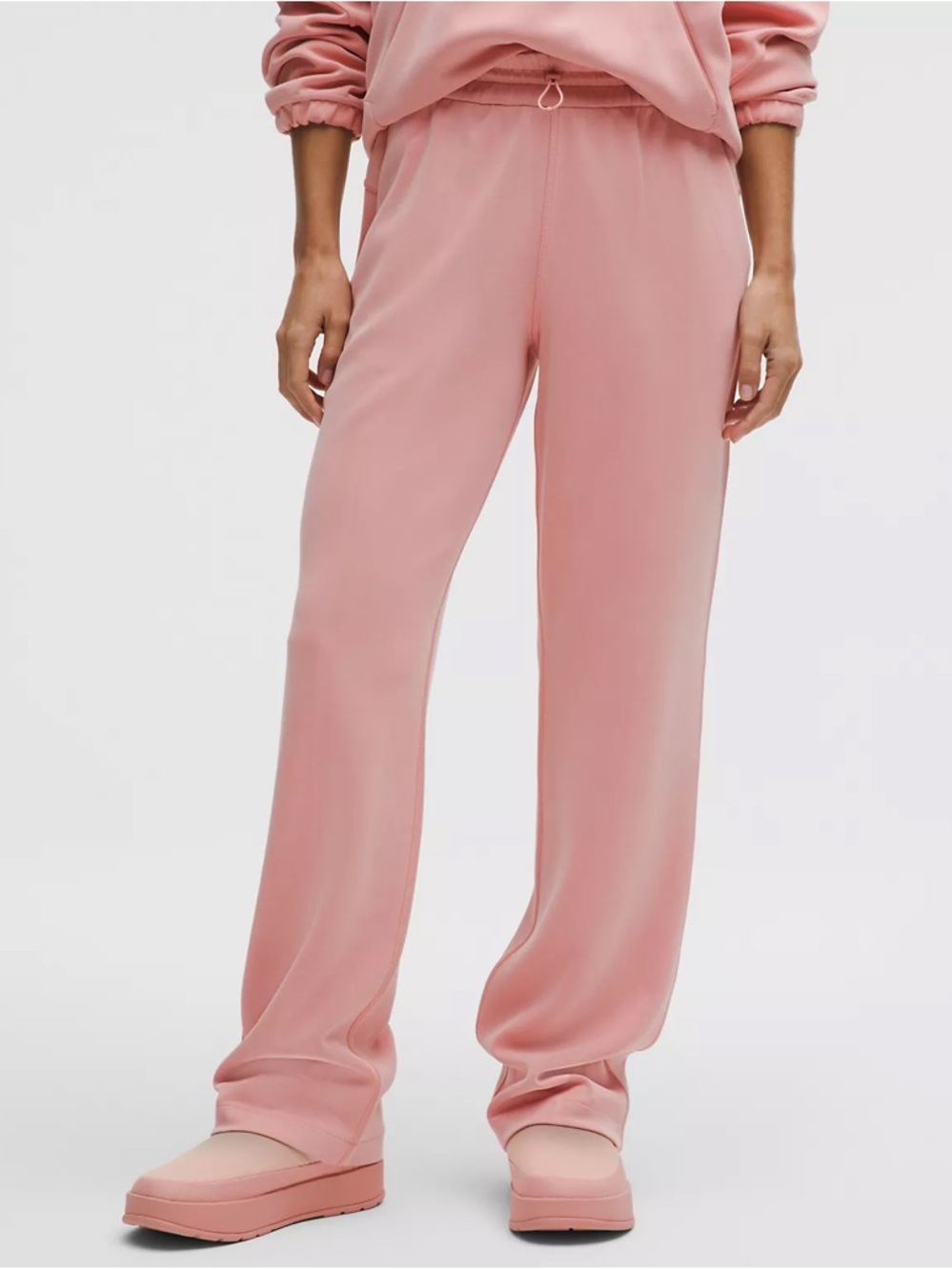 Lululemon Softstreme Pink Wide Leg Lounge Pants Drawstring Size 10